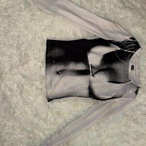 Black and White Graphic Long Sleeve Top